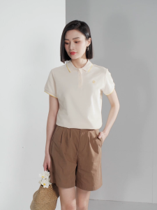 GIORDANO Nữ Áo Sơ Mi Polo Làm Mát Đá Hoa Cúc Thêu Mùa Hè Áo Polo Nữ Tay Ngắn Thời Trang Áo Sơ Mi Polo Free Shipping 05314387