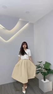 Sét áo nơ chân váy dài Jari đẹp tiểu thư hàng cover