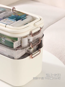 กล่องยาหลายชั้น กล่องยาแบบใส กล่องยาแบบพกพา กล่องเก็บของในบ้าน ขนาดใหญ่ จุของได้เยอะ ความจุขนาดใหญ่ 3 ชั้น กันฝุ่นและกันความชื้น