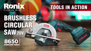 Ronix 8650 20V Brushless circular saw-125mm 6000RPM  light weight design Steel base plate Equipped with safety key Spindle lock system Ergonomic soft grip Electric brake for safety operation Adjustable cutting depth