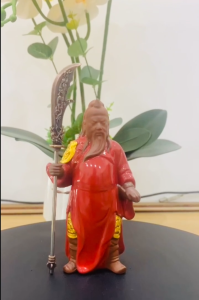 Tượng Quan Công/Quan Vũ chất liệu gốm tử sa cao 15cm thủ công mỹ nghệ nhập khẩu Làng Gốm Phúc Kiến