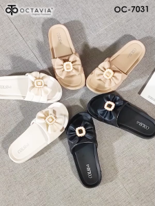 OCTAVIA Sandal Slide Slip On Wanita Flower Ribbon Series #OC-7031 (FREE BOX)