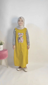 CF Kids Gamis Anak Perempuan Polos Salur Bear