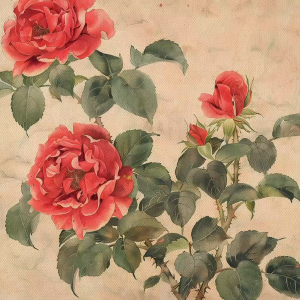 Tranh hoa hồng tình yêu 2 đóa hoa hồng trong phong thủy tranh treo tường dán tường decor nội thất.CGI-830