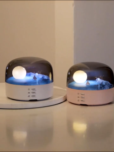Elegant Moon Sea Music Bluetooth Speaker LED Night Light Lamp USB Type-C Rechargeable Brightness Adjustable Two Mode can be Switched Light Portable