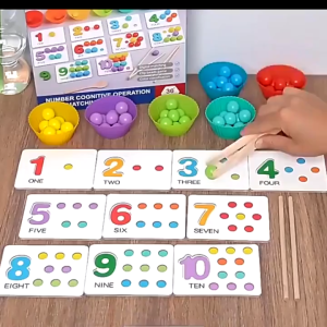 Wooden Clip Beads Math Toy Rainbow Color Sorting Matching Early Educational Toys For Kids