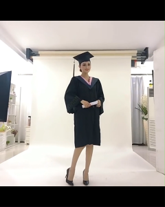 (TASSLE HAT + STOLE) 3 in 1 Set Elegant WJS Women Graduation Gown Professional Graduation Robe Black Graduate Gown Tassle Hat Silk Stole Academic Regalia Covocation Gown Jubah Konvokesyen Jubah Graduasi Dengan Topi Selendang 毕业袍 [FREE RM50 VOUCHER]