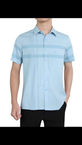 (Freeship) Áo Sơ Mi Tay Ngắn Sọc Caro Vĩnh Tiến Dáng Trẻ Vạt Ngang Tailor Fit Vải Bamboo Spandex 430