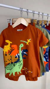 Setelan Anak Dino 1 - 5 Tahun Laki Laki Lucuna Bahan Katun 30s Baju Harian Main Anak Cowok Laki Laki