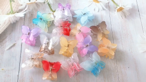 Kẹp Tóc Nhựa Nhám Hình Bướm Cánh Kép Phối Màu Hot Trent/ Phụ kiện tóc cho Nữ và Bé gái