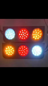 1 Pair (2 Pcs) - 24V 3 Slotted Heavy Duty Waterproof LED 4 inches Round Truck Tail Light  With Socket