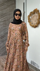Dress Babydoll Motif Rayon Premium | Gamis Jean Dayli Kondangan