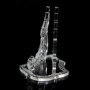 ฐานวางพระเครื่องลายไทย ทรงเสมา อะคริลิคใส 3 มิล