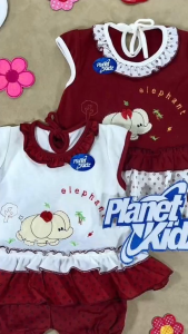 Setelan Dress Baby Planet Kidz Elephant Lengan Pendek - Planet Kids (Planet Kid)
