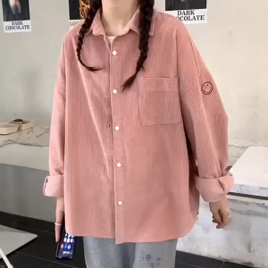Kemeja Wanita Lengan Panjang & Jaket Korduroi Retro: Fashion Kasual & Stylish