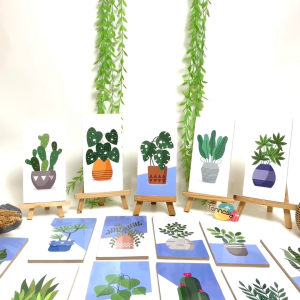 Hiasan Dinding Tanaman Botanical Bunga Kaktus Wall Decor 10x20cm Pajangan Kayu Poster Dekorasi