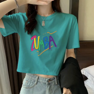 Tshirt for Women ZUMBA Cotton Cropped Top High Quality Short Sleeve L To 2Xl