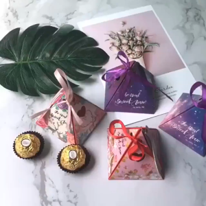🇲🇾 Golden Wedding Party Birthday Goodies Gift Doorgift Candies Square Candy Box Ribbon Packaging Kotak Gula-Gula Kahwin