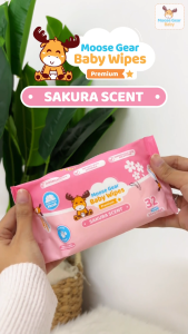 Moose Gear Baby Wipes Premium Sakura Scent 96sheets 3PACK w/ Vitamin E & Aloe Extract Thick & Soft