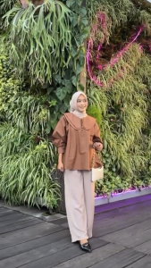 Sasya.clo - Hilmi Blouse Bahan Cotton Poplin / Atasan Blouse Wanita / Blouse Wanita Dewasa / Blouse Wanita Terbaru 2025 / Atasan Wanita Korean Style / Baju Lebaran Terbaru 2025