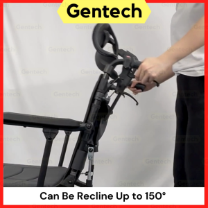 Premium Foldable Hydraulic Reclining Wheelchair Extra Comfort Headrest Waterproof Seat Travel Chair Elderly