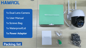 Hamrol 8MP 4K Dual-Lens 8X Zoom PTZ IP Camera WiFi Camera Color Night Vision Two Way Audio Outdoor CCTV Camera Connect to Cellphone