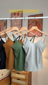 Áo hai dây lưng chữ U có đệm ngực nâng đỡ vải Cotton tự nhiên co giãn tốt thoáng mát mã VAA0372