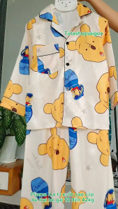 12 đến 42KG - Bộ Pijama tay dài cho bé trai bé gái chất lụa tơ xước ánh kim mềm mát 089