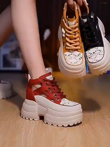 Sepatu Sneakers Hak Tinggi Tebal Sepatu Tali Fashion Wanita Premium YS 2446