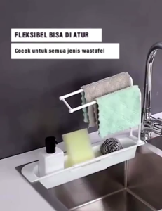 Adzkia35 Rak Wastafel Dapur Tempat Penyimpanan Spon Kain Lap / kitchen sink shelf flexible