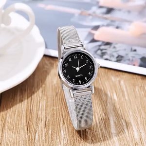 CAPIN Fashion Women Casual Plain Basic Silver Small Stainless Steel Quartz Watch