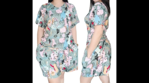 KOREAN TERNO VNECK CHALLIS SHORTS AND BLOUSE Small to XL Plain and Printed colors available
