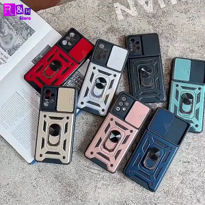Case Xiaomi POCO M6 4G Military Slide Camera Premium Grade Ring Magnetic Bumpers Armor Shockproof Kick Stand