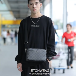CSONLINEMALL Mens Messenger Bag Single Shoulder Bag PU Leather Business Beg Casual Crossbody Bag