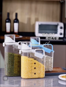 2L 2.8L Dry Food Container Airtight Rice Storage Container BPA Free Plastic Cereal Storage Bin with Pouring Spout