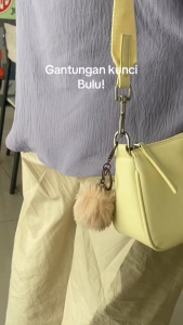 Hayylife Gantungan Kunci Bola Bulu - Gantungan Kunci Bola Bulu Faux Rabbit dengan Kait Kunci Lucu untuk Dekorasi Tas dan Koper HL-FCF876