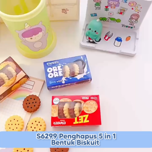 Harga Grosir Penghapus Pensil Biscuit 5 in 1 Motif Lucu
