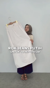 Onetta - OLIVIA WHITE - Rok Jeans Putih Wanita High Waist Basic Style