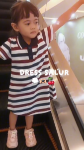 Forgotten Sky Kaos Wangki Salur Dress Anak Perempuan Bahan CVC Distro Kaos Kerah Usia 1-6 Tahun T-Shirt Stripe