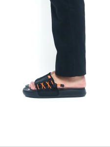 Moofeat Kevlar - Sandal Pria Slide Slip on Cordura Cord Adjustable Hitam Orange