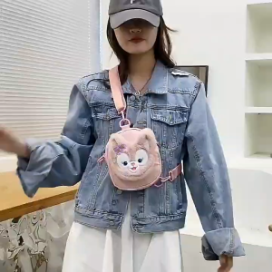 (SG Seller) Disney LinaBell Stitched Plush Shoulder Bag Children Bag Kawaii Cartoon Large Capacity Fashion Trendy Womens Messenger Bag