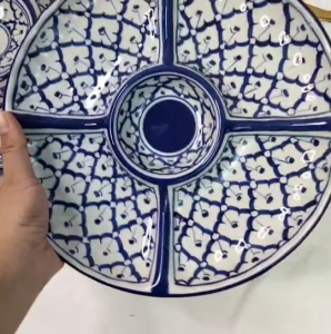 จานหลุม size 10.5นิ้ว 12นิ้ว  จานออเดิร์ฟ จานเซรามิค จานหลุมสวยๆ จานหลุมกระเบื้อง ถาดออเดิร์ฟ5ช่อง