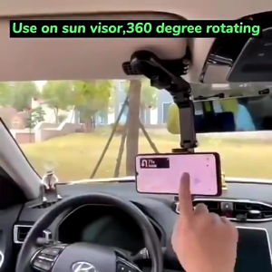 Universal Car Phone Holder Sun Visor Back Mirror Adjustable 360° Rotation Phone Bracket Pemegang Telefon Bimbit