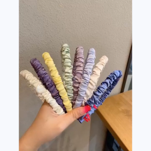 Bando Korea Polos Satin Kerut Colorfull Pleated Hairband JCL0IK136