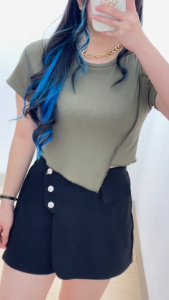 6018 Bailey Rib Knit Crop Top | Atasan Wanita Crop