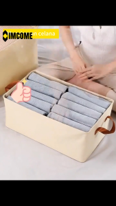 IMCOME Storage Box Lipat Kotak Penyimpanan Baju Pakaian Celana Lemari Penyimpanan Serbaguna Cream