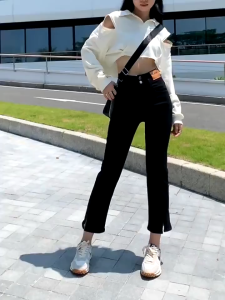 【GHAOHES】【พร้อมส่ง】【จัดส่งภายใน24ชม.】ยีนส์ขาม้าหญิง ผ้ายืด เข้ารูป S-5XL กางเกงยีนส์เอวสูง