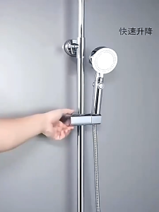 SG Ready Stock - Adjustable Shower Head Holder - Universal Rail Slide Bracket Mount Bathroom ABS Plastic 360 Degree Rotation No Drill 花洒支架 1.5m Hose