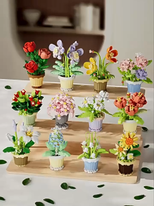 🇲🇾Flower Potted Plant Building Blocks Rose Succulent Plant Birthday Gifts Decoration 迷你盆栽花束多肉积木摆件生日礼物 Brick Seni Bunga