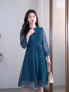 Dress sifon lengan panjang ala korea terbaru